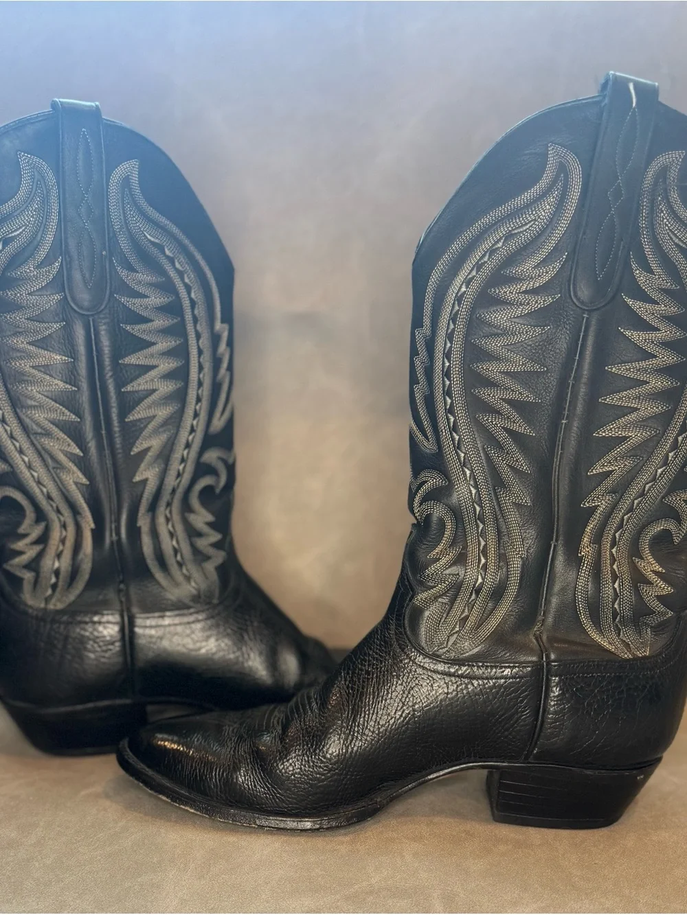 Larry Mahan El Paso Black Leather Cowboy Boots Men’s 10.5 D Western USA Made